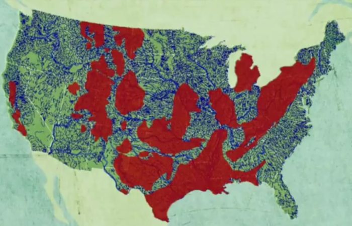 Fracking and drinking water map: a map showing where fracking pollutes the most rivers in the usa