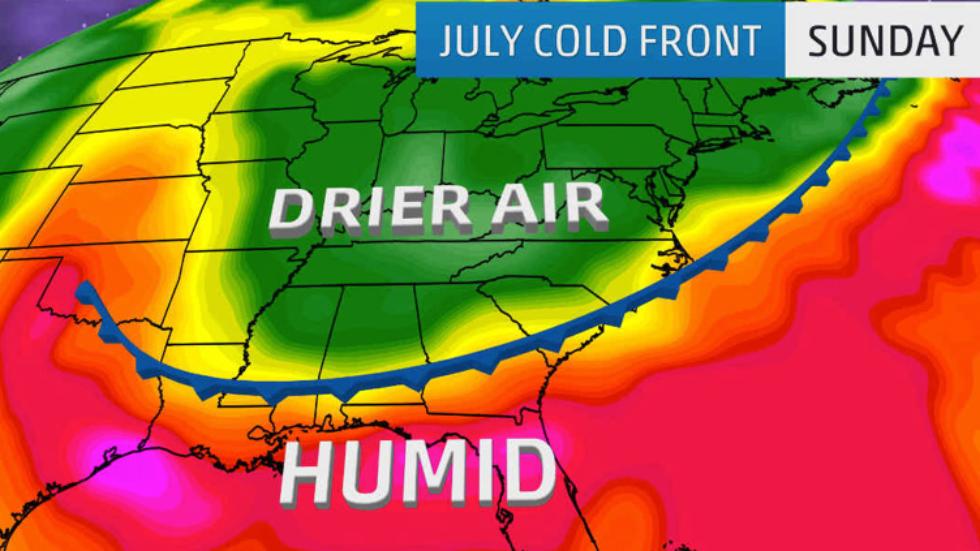 Weather anomalies in the USA in July 2017, strange weather phenomena usa july 2017, A Rare July Cold Front in the South, 