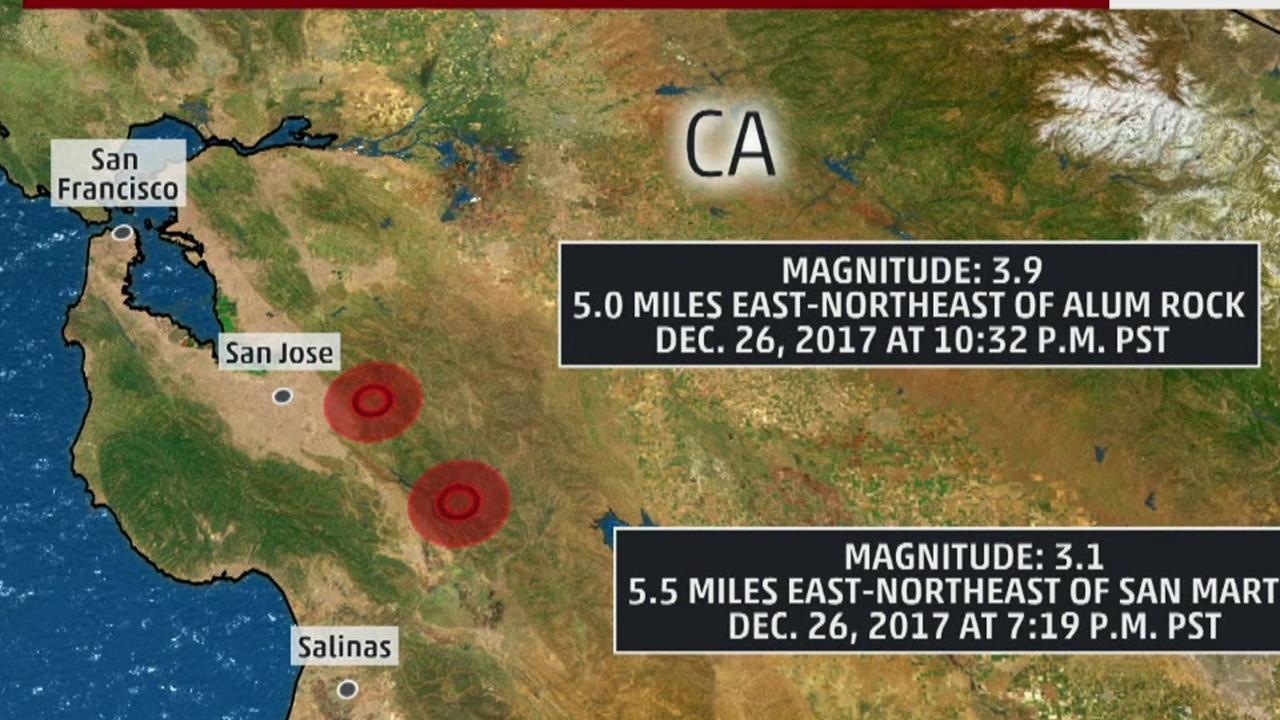 Pair of M3.1 and M3.9 earthquakes hit San Jose area, California