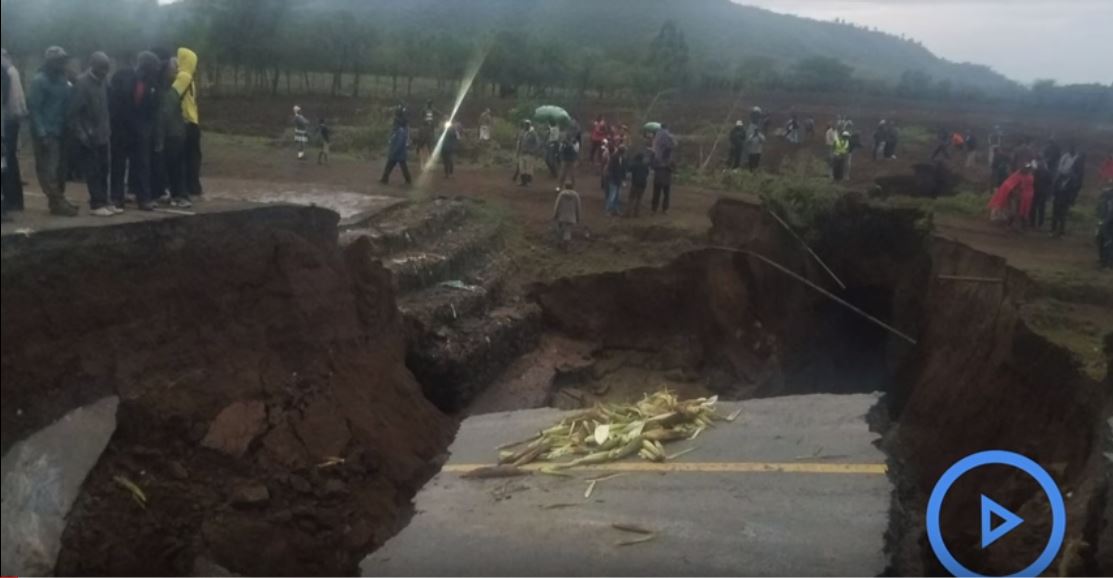 Giant 3kmlong crack cuts off heavy traffic road in Kenya after