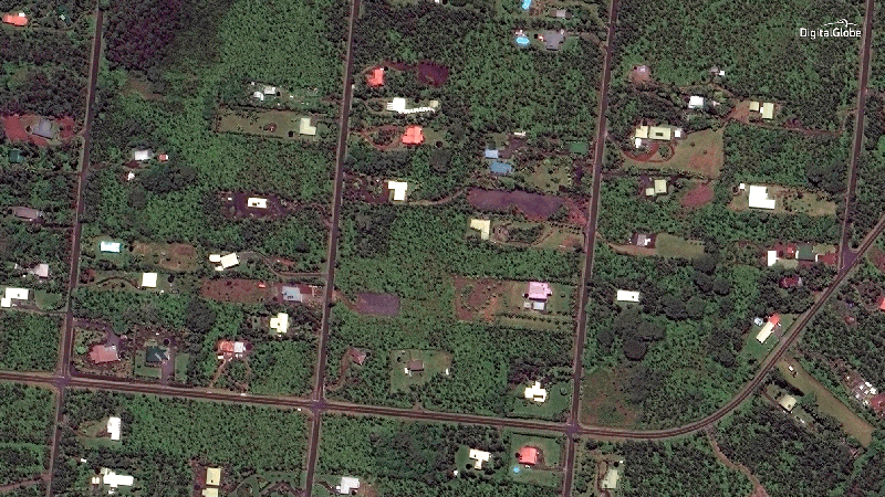 Before-and-after satellite images of Kilauea volcanic eruption in Hawaii