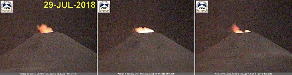 villarica eruptive activity july 2018