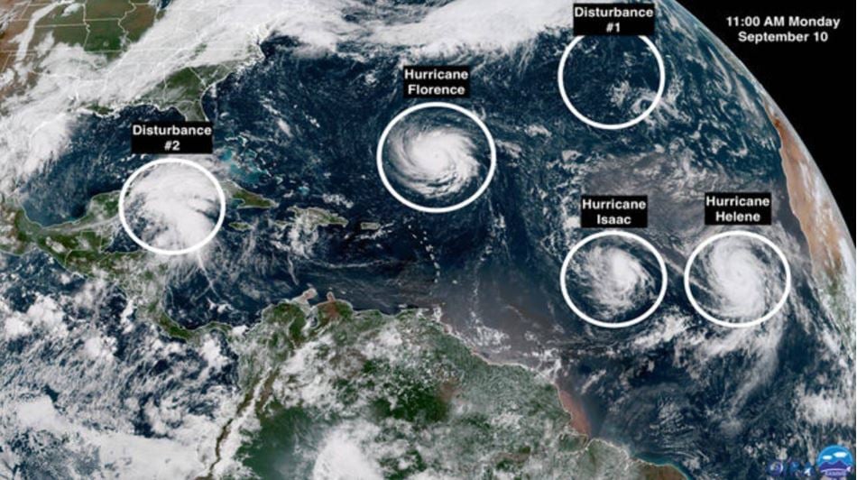 Picture of Hurricane Florence from space, 3 hurricanes atlantic ocean, hurricane florence, hurricane florence threat us east coast, emergency hurricane florence