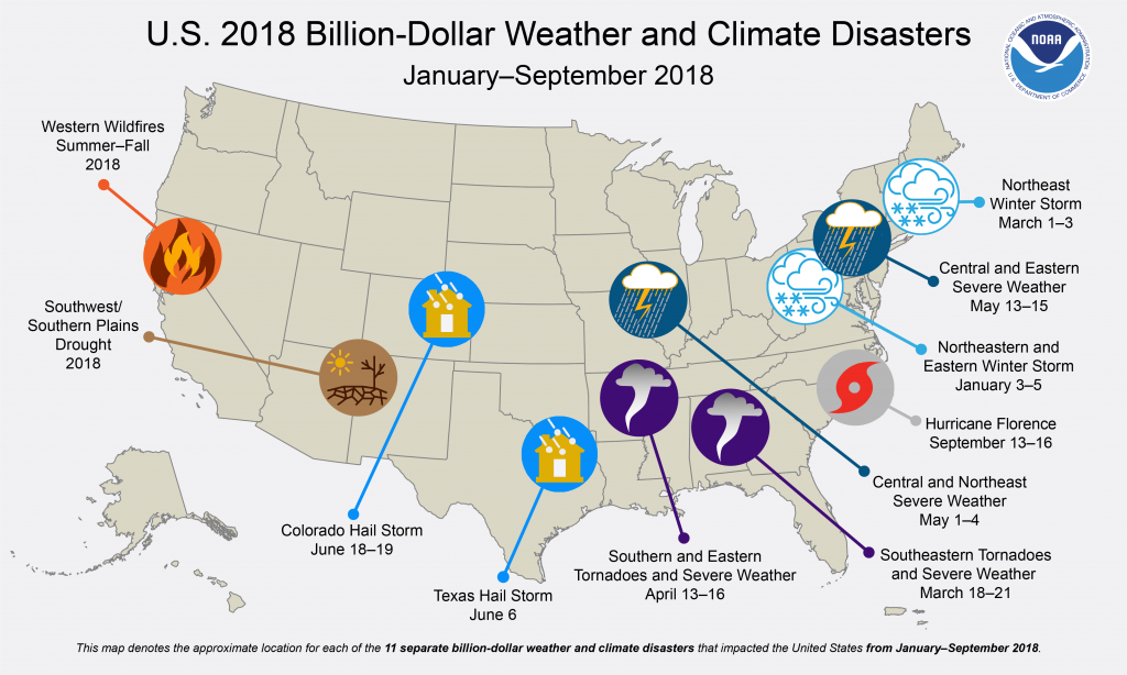 2018 us weather disasters, 2018 Billion-Dollar Weather and climate disasters in the USA