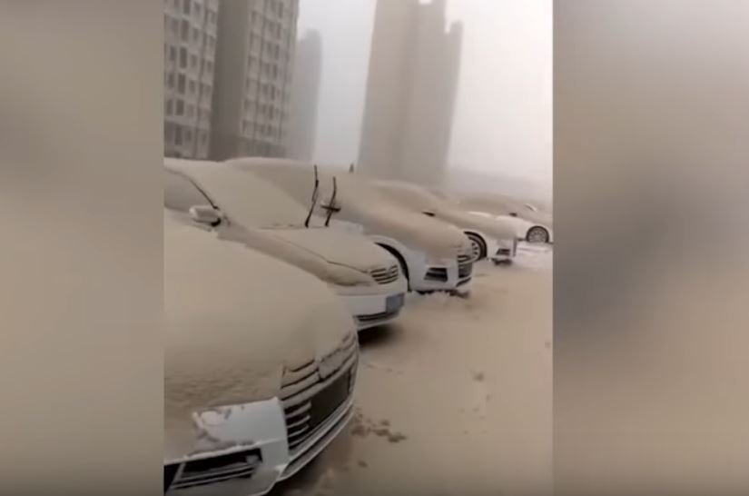 yellow snow dust desert china, yellow snow dust desert china video, yellow snow dust desert china picture
