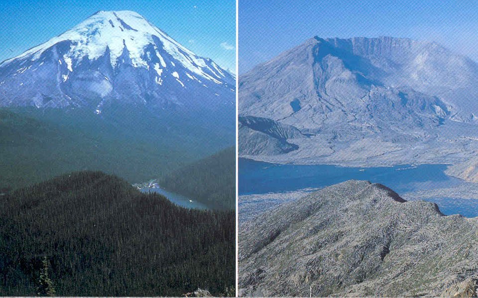 Picture: Mt St Helens before and after its deadly 1980 eruption - Strange Sounds