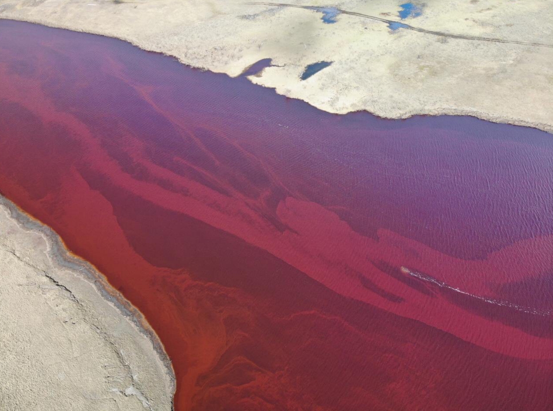 River turns blood red after second largest oil spill in Arctic Circle