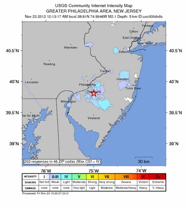 small earthquake loud booms, New Jersey