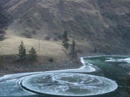 salmon river, ice round, ice circle, ice circle on salmon river idaho, picture of ice circle