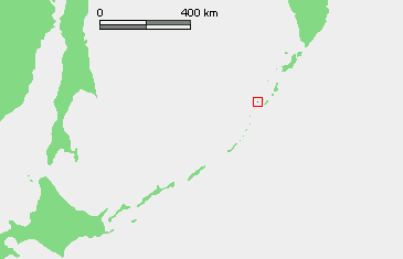Kuriles Chirinkotan volcano position map