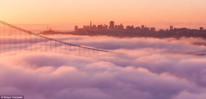 adrift: mesmerizing video of foggy San Francisco, amazing photo and video of foggy san francisco and iconic golden gate bridge