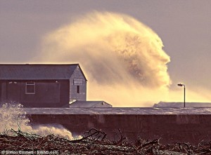 UK Storm February 2014: Photo of Face in Wave in Dorset Harbour