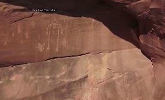 Ancient petroglyphs found by drone in Utah's remote canyon. Photo: Youtube, ancient petroglyph Utah drone, Ancient petroglyphs found by drone in southern Utah march 2014 video, drone finds remote petroglyphs in Utah march 2014