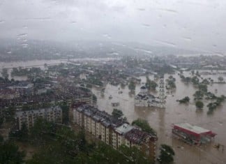 video of flash flood in Doboj may 2014, Aerial shot of the Doboj area 15/05/2014 As waters began to recede in Doboj, authorities found more bodies. Photo: Reuters