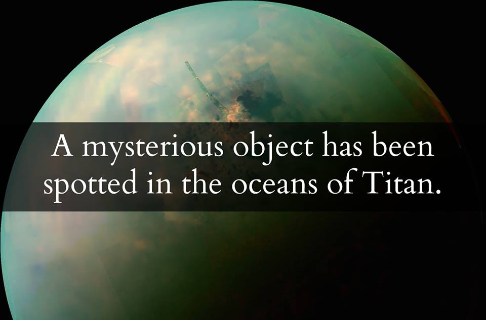 mystery blob titan sea june 2014, mysterious feature titan sea june 2014, mysterious transient object in Titan sea, titan mystery object june 2014, mystery transient object spotted in Titan Sea, weird object on titan, strange blob and transient object in Titan sea, unknown object on Titan, unexplained object spotted on Titan, titan alien object sea, A mysterious transient object was spotted in a Titan sea by Cassini.