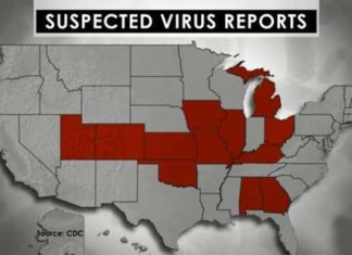 Enterovirus-D68, EV-D68, mystery EV-D68, us respiratory illness, us respiratory illness EV-D68, enterovirus-D68 infection 2014, Enterovirus-D68 2014 plague, A rare and mysterious respiratory illness, Enterovirus D68, also known as EV-D68 is sending hundreds of children to hospitals throughout the Midwest and Southeast. Map of the most affected US states,