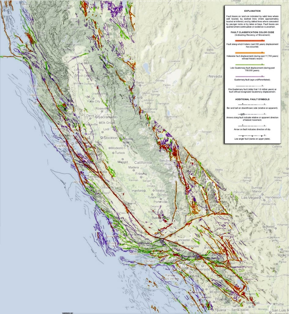 Fault lines in California California Fault Lines Map Updated Map of