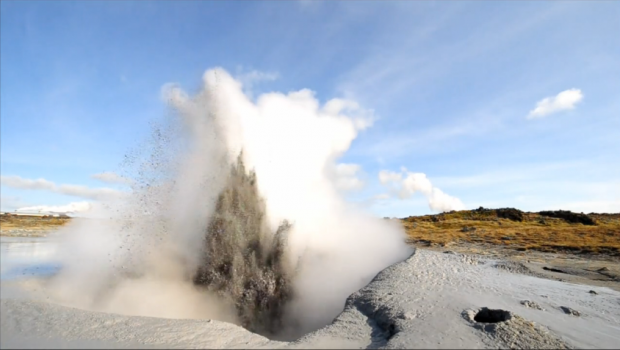 mud geyser, mud geyser erupts in Iceland, mud geyser iceland, iceland mud geyser, erupting mud geyser iceland, This new mud geyser erupted near Gunnuhverin Iceland. Photo: Olgeir Andrésson 