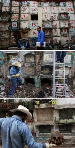 Well, in La Verbena Cemetery in Guatemala City you really have to pay the rent. Otherwise, the remains of your loved ones will be dumped in a communal mass grave, terrifying cemetery Guatemala city, The La Verbena Cemetery in Guatemala City is transformed into an open party places with shops, music and danse. Photo: AP, La Verbena Cemetery in Guatemala City, terrifying La Verbena Cemetery in Guatemala City, With 30 percent more corpses than the regular death projects, La Verbena Cemetery in Guatemala City builds building crypts fro the poorest. Did you see the vultures on top of it? Photo: Anthony Fontes, The Destitute Cemetery City of Guatemala, A grave cleaner removes a mummified body from a crypt at La Verbena Cemetery in Guatemala City., grave cleaner La Verbena Cemetery, La Verbena Cemetery Guatemala city, La Verbena Cemetery Guatemala, terrifying La Verbena Cemetery, La Verbena Cemetery photo, creepy La Verbena Cemetery