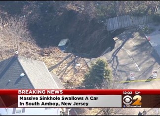 sinkhole south amboy, sinkhole south amboy video, south amboy sinkhole, Homes Evacuated After Huge Sinkhole Opens Up In South Amboy, Street Collapse In South Amboy, giant sinkhole swallows car in south amboy NJ, NJ sinkhole south amboy march 2015, giant sinkhole collapses under car in south amboy NJ video