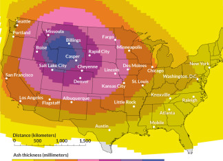 yellowstone supervolcano eruption ash us, yellowstone eruption imminent, enhanced activity at yellowstone, temperature anomaly at yellowstone, yellowstone colima and popo synchronicity, In case of a Yellowstone supervolcano eruption, all US states would be covered by ash.