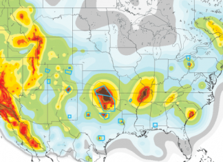 us earthquake map 2015, New U.S. earthquake hazard map, heartland earthquake hazard, Heartland danger zones emerge on new U.S. earthquake hazard map, man-mad earthquake heartland, fracking quake heartland, human-caused earthquake heartland, new map of earthquake hazard usa, Incorporating Induced Seismicity in the 2014 United States National Seismic Hazard Model. There is are new earthquake hazard zones appearing on the US earthquake map!, New map highlights earthquake risk zones. Blue boxes indicate areas with induced, or human-caused, quakes.
