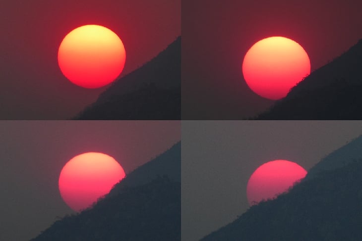 sun, magenta sun, orange sun, yellow sun, sunset colors wildfire, wildfires changes color of sun, smoke of wildfire changes color of sun, sunset colors through smoke, But why is the color of the sun changing from yellow to magenta? , 