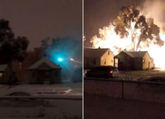 Heavy snow in Warren Michigan makes houses catch fire, Heavy Snow Makes Houses Catch FIRE, strange phenomenon warren michigan, fire warren michigan, Incredible fire caused by heavy snow on power lines, fire heavy snow michigan
