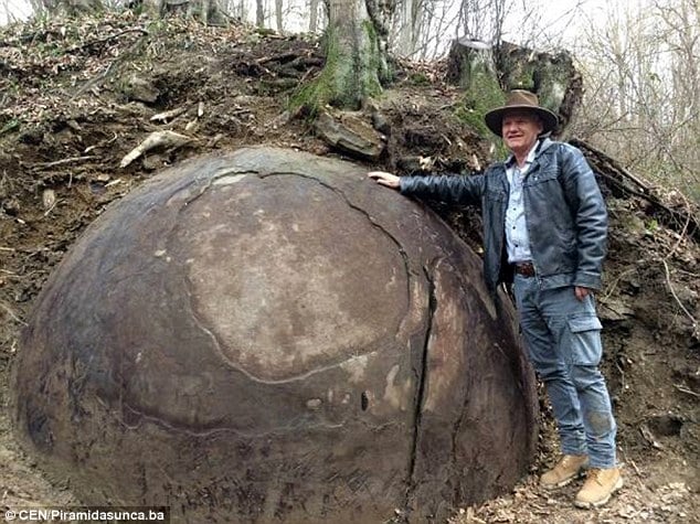 mysterious man-made sphere bosnia, rock sphere bosnia, mysterious stone ball bosnia, archeologist discovers giant rock sphere bosnia, bosnia man-made sphere april 2016