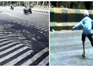 melting roads india, melting roads india video, melting roads gujarat, tar melting india, india heat wave may 2016, asphalt melts in india, heat wave melts asphalt in india