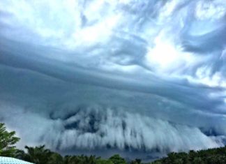 shelf cloud malaysia, shelf cloud sabah malaysia, terrifying shelf cloud sabah malaysia june 2016, Creepy shelf cloud engulfs Sabah Malaysia