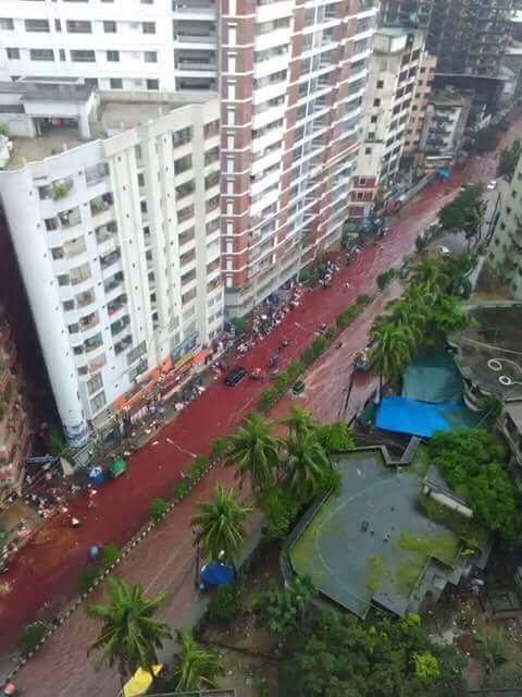 blood red streets dhaka, Blood red water in the streets of Dhaka after Eid al-Adha 2016, dhaka streets blood red, flooded streets dhaka blood red, blood dhaka street, Eid al-Adha 2016, Eid al-Adha 2016 dhaka, dhaka slaughter