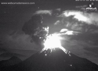 Colima eruption on December 27, 2016.