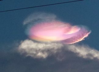 crazy rainbow cloud brazil, cloud iridescence brazil, brazil crazy cloud, rainbow cloud brazil, A crazy iridescent cloud appeared over the city of Caxias, Brazil on December 6, 2016