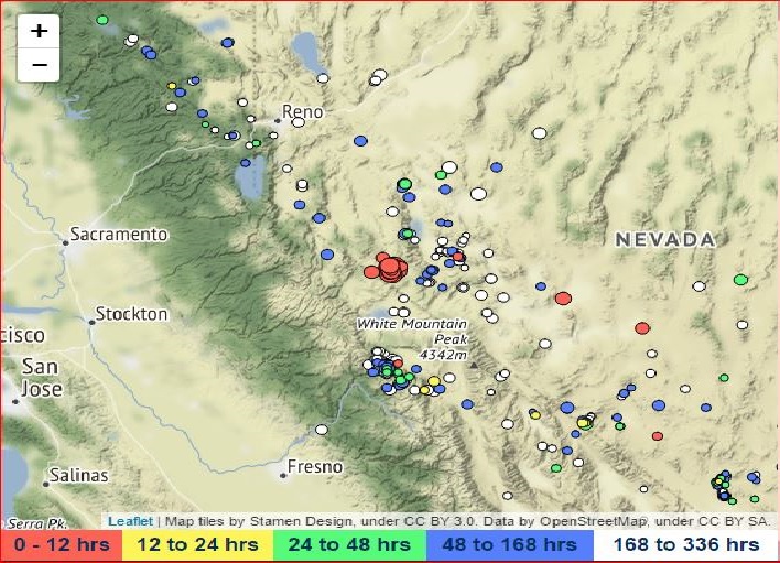  nevada earthquake swarm, nevada earthquake swarm december 28 2016, A series of 30 earthquakes with three major ones rattled the Nevada-California state boarder on December 28, 2016