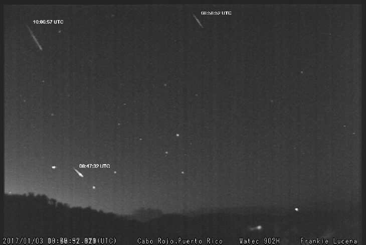 Rare Quadrantid Meteors In The Southern Skies, 3 extremely rare Quadrantid meteors were photographed in the Southern Skies, anomalous quandrantid meteor shower