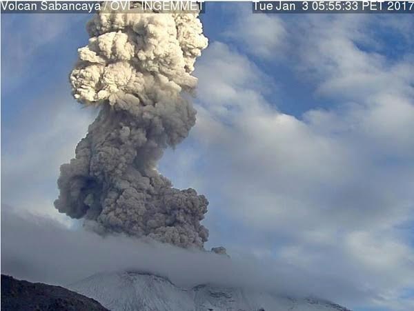 sabancaya, sabancaya volcano, sabancaya eruption, sabancaya eruption january 2017