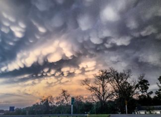 Mammatus clouds swallow up the sky over Pensacola, Florida