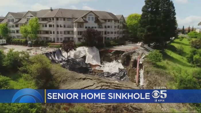 Huge Sinkhole Opens Behind Pinole Retirement Home. giant sinkhole san francisco, giant sinkhole pinole, pinole sinkhole video