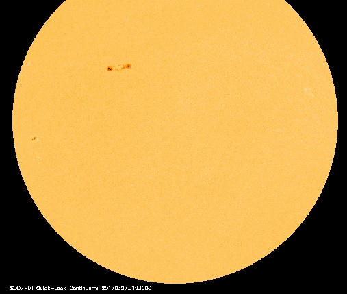 Huge AR2645 sunspot faces Earth, Sunspot AR2644 erupted on April 1st producing a significant M4-class solar flare. via Space Weather, sunspot eruption april 2017