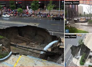 giant sinkhole swallowed up a tree and a van in Nantong, giant sinkhole swallowed up a tree and a van in Nantong video, giant sinkhole swallowed up a tree and a van in Nantong june 2017 video, giant sinkhole china, giant sinkhole china video