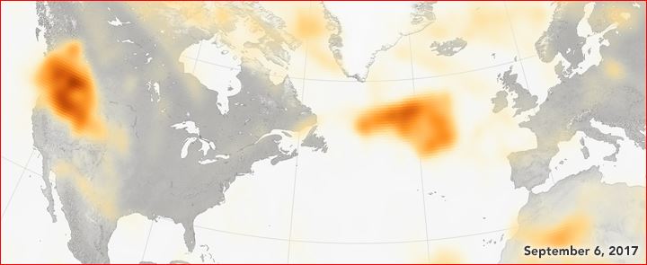 Smoke from wildfires on the US and Canadian West Coast have reached Europe in 4 days, smoke western us canada wildfires reach europe, smoke west cost usa reaches europe, smoke us west coast reaches europe, smoke from wildfire west coast america reaches europe