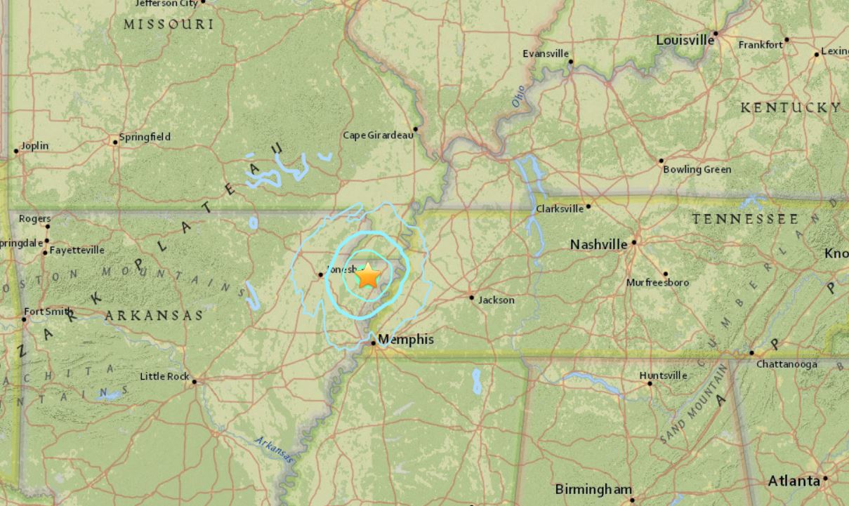 M3.7 earthquake hits in New Madrid Fault near Manila, Arkansas on October 15 2017