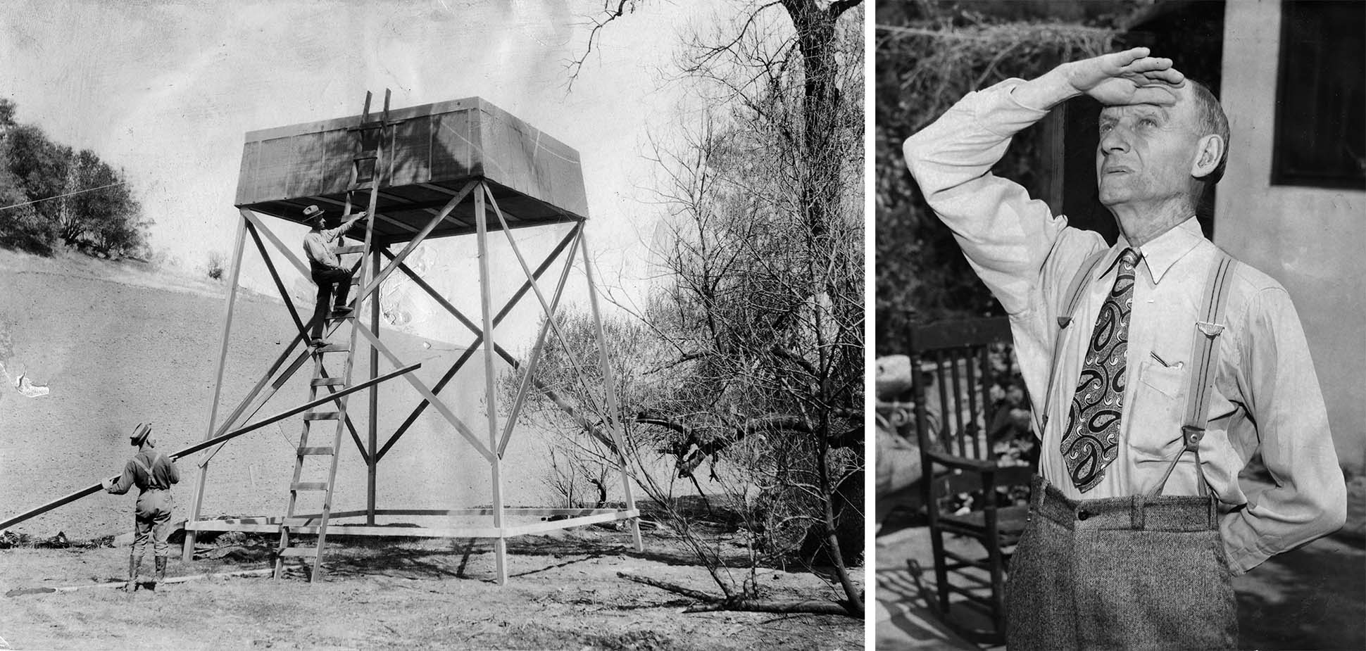 Rainmaker Charles Hatfield, Rainmaker Charles Hatfield constructs his tower to modify the weather in San Diego in 1915.