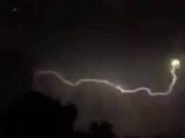 ufo struck by lightning delaware video, Mysterious glowing orb hit by lightning in Delaware USA