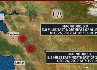 two earthquakes san jose california december 2017, two earthquakes san jose california december 26 2017, Two M3.9 and M3.1 earthquakes hit in the San Jose area in Northern California on December 26 2017