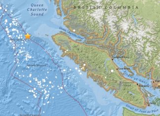 2 earthquakes (M4.0 and M4.3) hit off Vancouver Island along the Cascadia Fault Zone on January 14 2018, 2 earthquakes (M4.0 and M4.3) hit off Vancouver Island along the Cascadia Fault Zone on January 14 2018 map