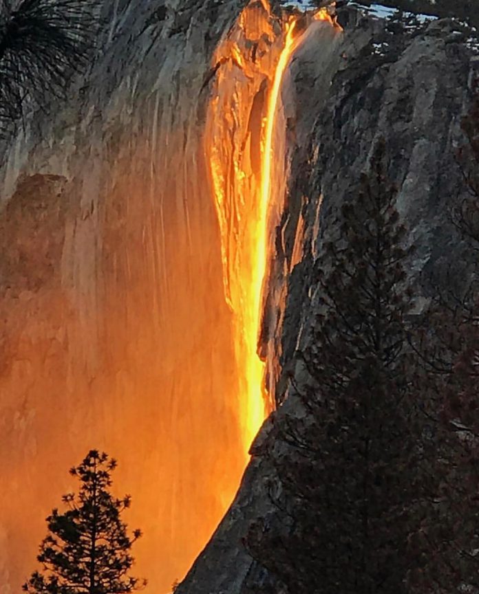 Horse Tail Waterfall Becomes Firefall In Yosemite National Park