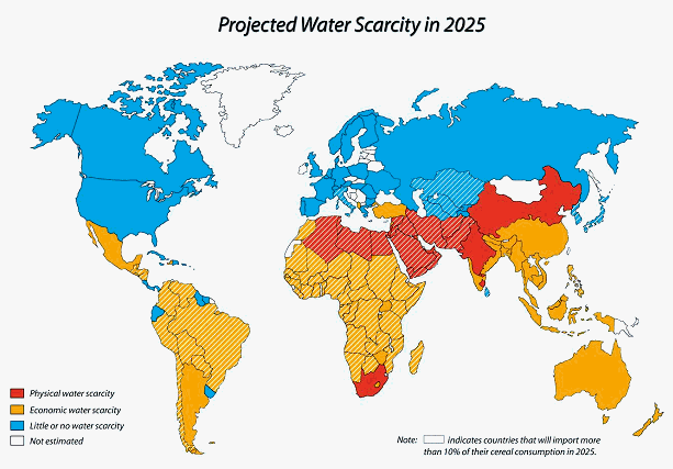 water scarcity map, Map of water scarcity, predicted map Map of water scarcity