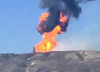 mud volcano eruption Azerbaijan, Azerbaijan mud volcano eruption march 29 2018, Mud volcano erupts throwing flames 150 meters above crater in Azerbaijan